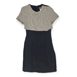 Brioche Black and White Plaid Vintage Made‎ in USA Midi Dress Women's Size 7/8